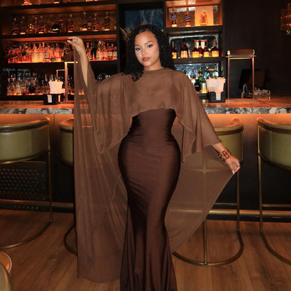SXR spring pullover shawl Sexy Slim-fit long suspender dress suit