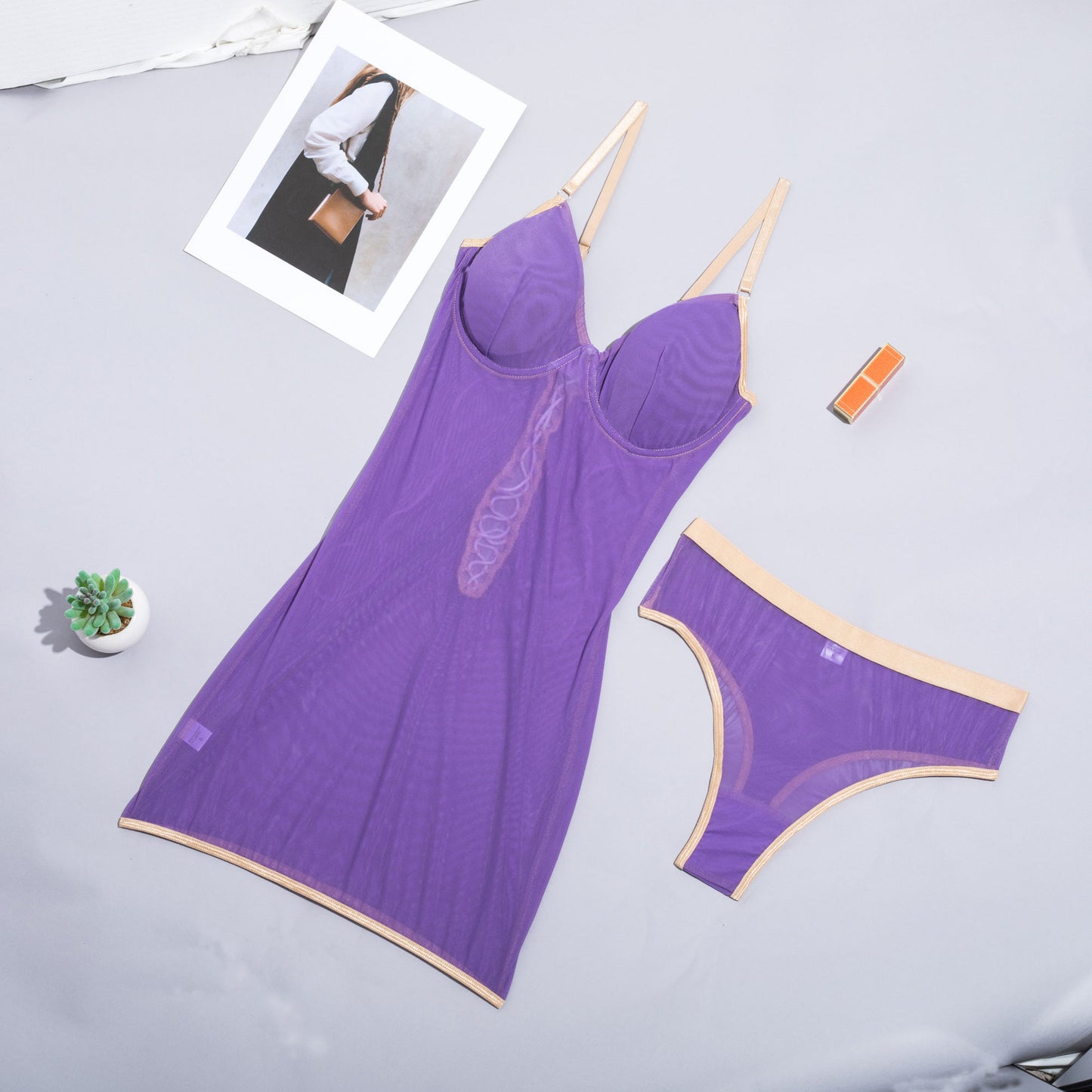 Mesh camisole see-through backless temptation fun underwear body-shaping corsets 1596