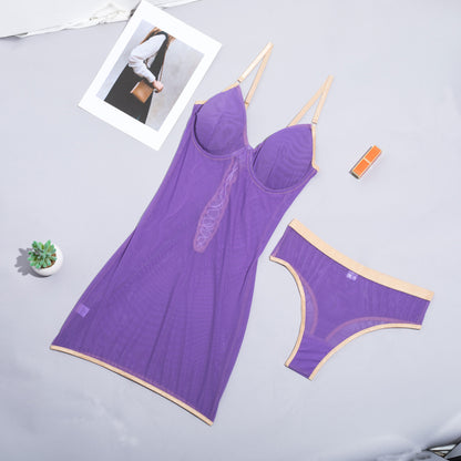 Mesh camisole see-through backless temptation fun underwear body-shaping corsets 1596