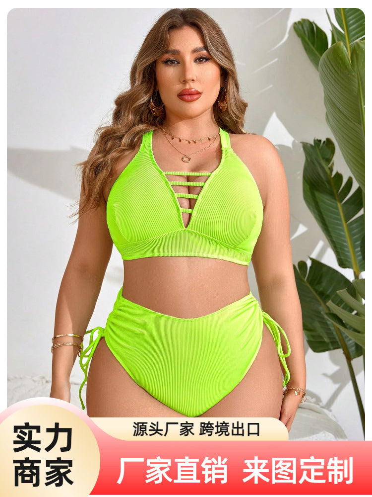 CL (L-4XL) plus size swimsuit women's split high waist bikini beach hot spring