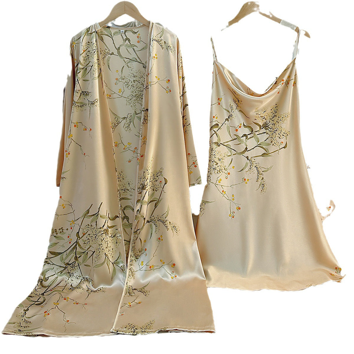 DNL printed small cherry emulation silk nightgown Ice Silk suspender skirt nightdress