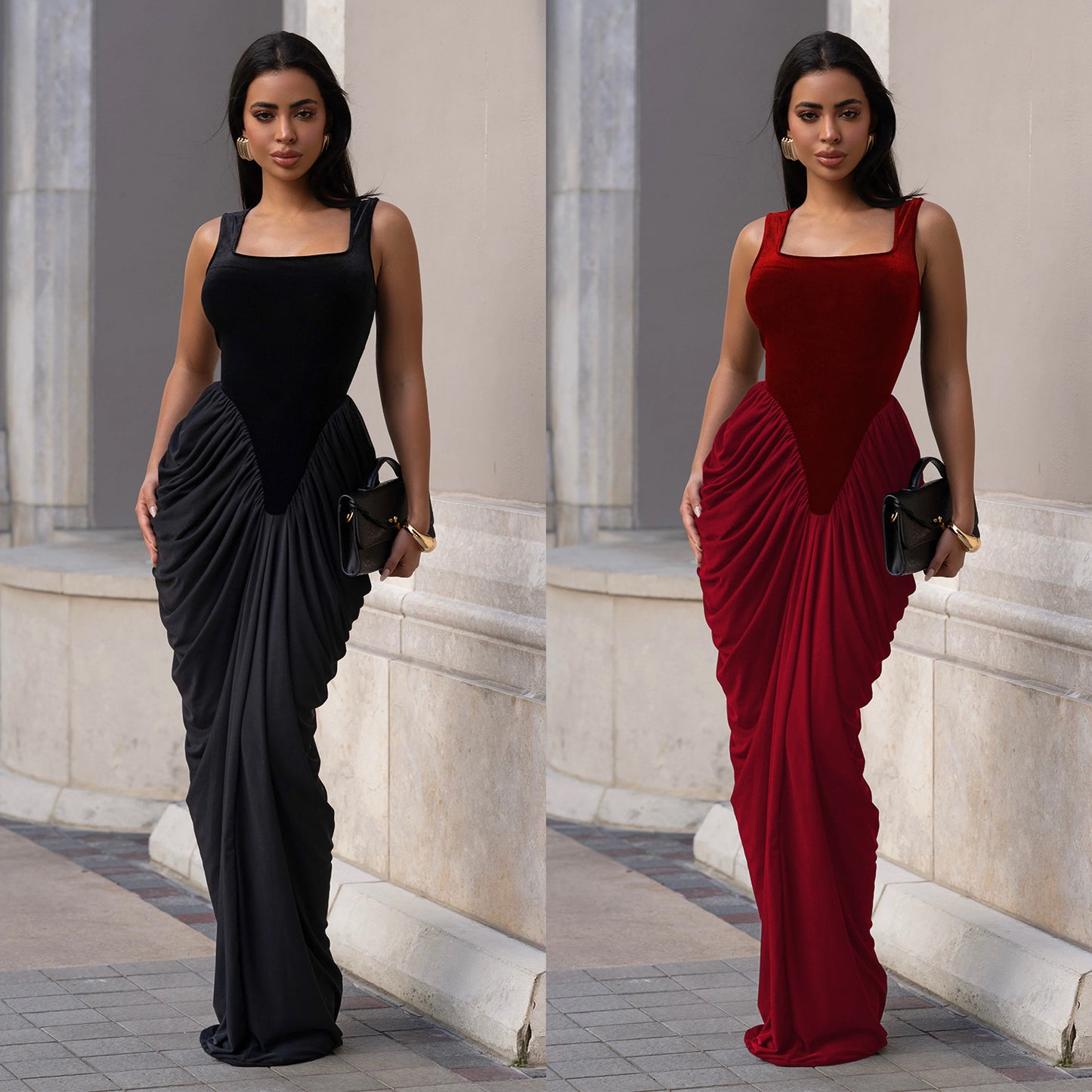 XYZ C7582 fitted waist backless sleeveless sheath dress