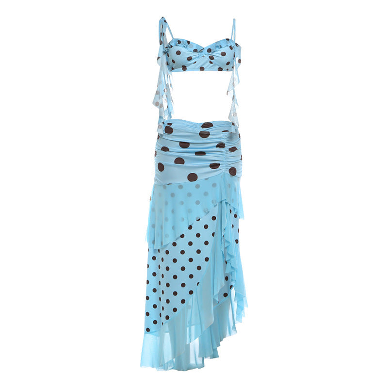 SXR K6S09228A camisole split ruffled long skirt suit
