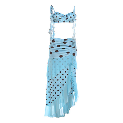 SXR K6S09228A camisole split ruffled long skirt suit