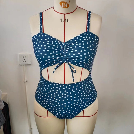 LF (L-4XL) bikini sexy suit one-piece color printing plus size swimsuit