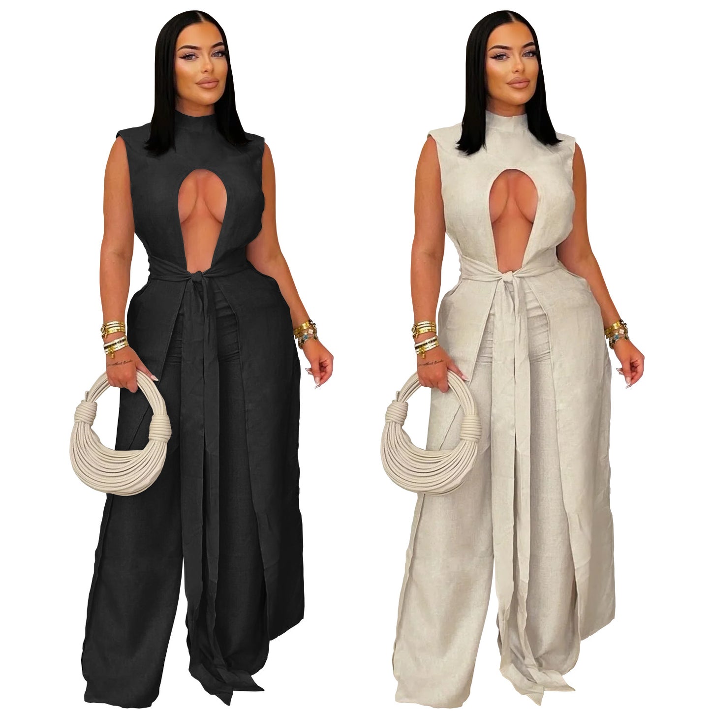 XYZ C7538 lace-up sleeveless trousers suit