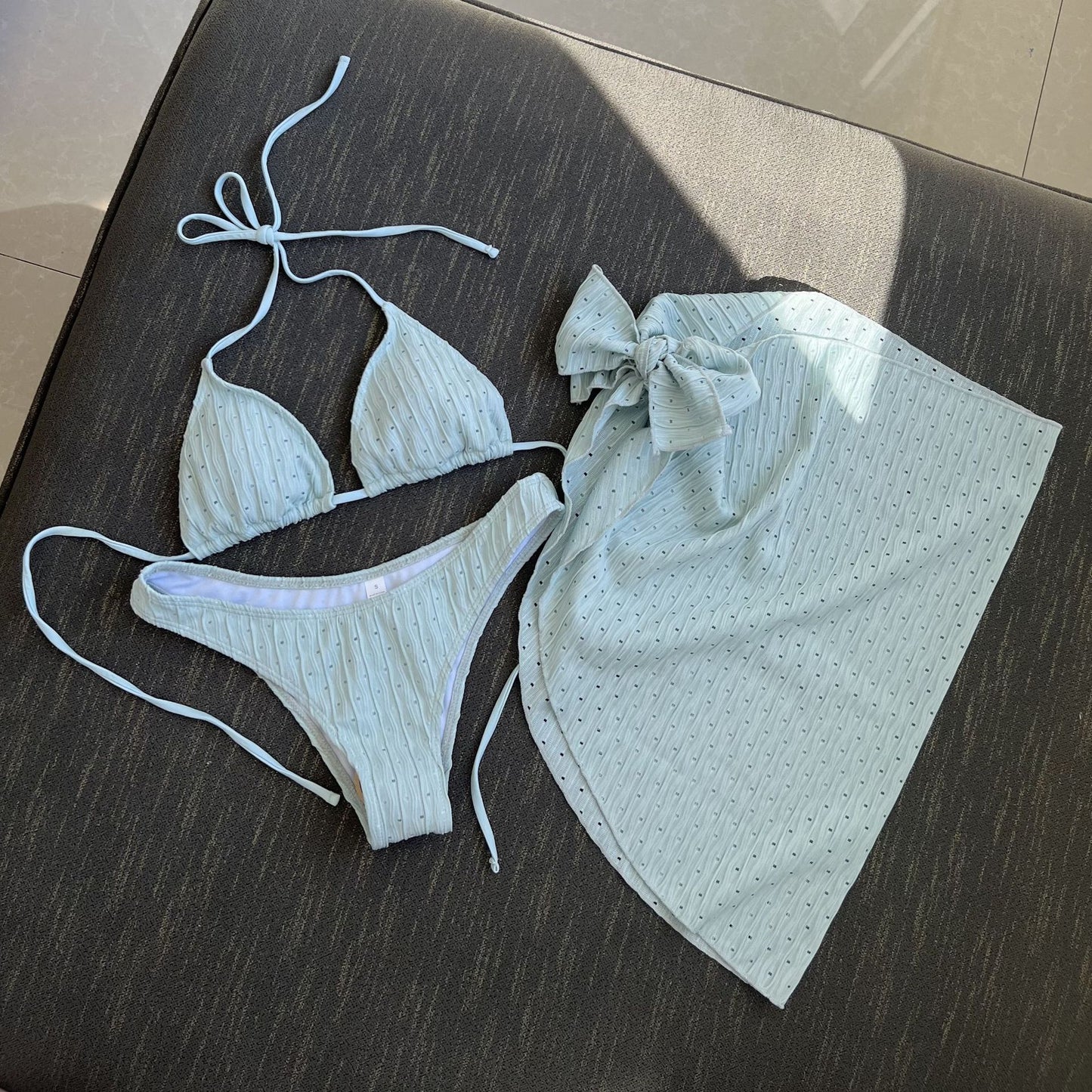 (4 days ready to ship) SY swimsuit three-piece backless drawstring strap bikini three-piece set