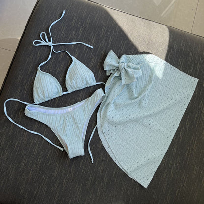 (4 days ready to ship) SY swimsuit three-piece backless drawstring strap bikini three-piece set