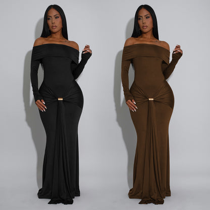 XYZ C7559 off-shoulder slim arm covering dress