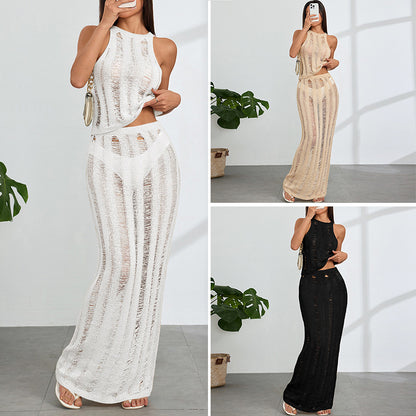 CYB sleeveless skirt suit beach cover-up long skirt