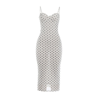 DLS Spring 2026 polka dot print elegant lace sexy suspender dress