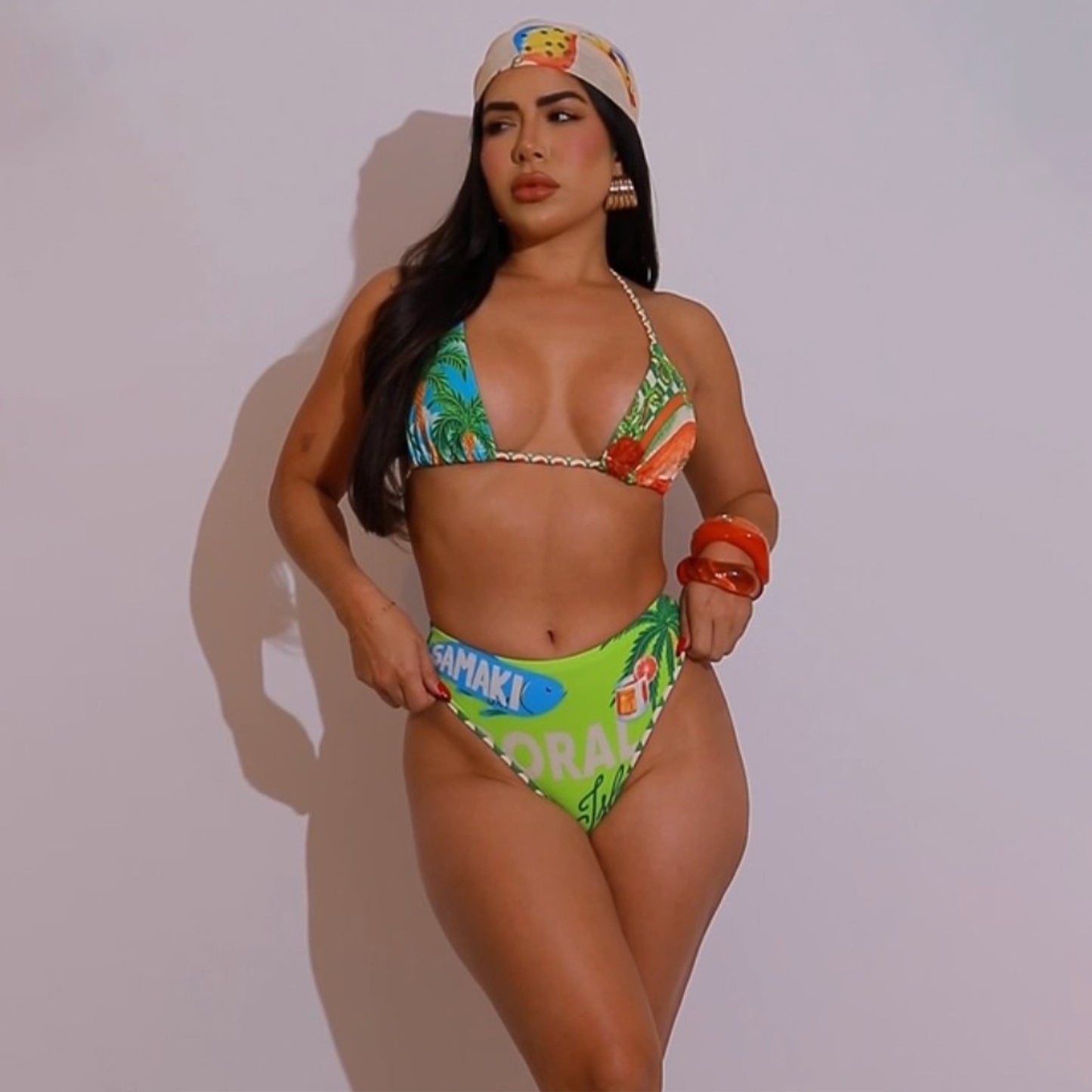 MYF (S-2XL) 20207 bikini swimsuit beach print skirt suit