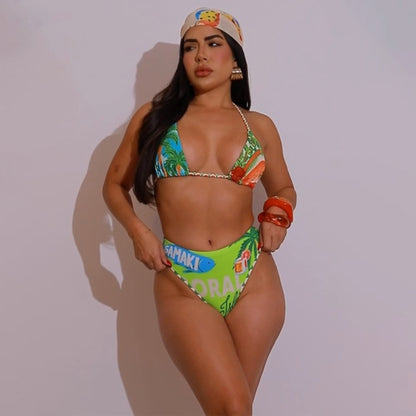 MYF (S-2XL) 20207 bikini swimsuit beach print skirt suit