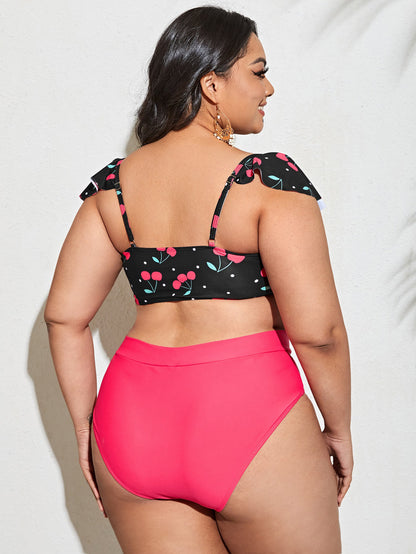 LF (L-4XL) swimsuit women's sexy split bikini floral plus size plus-sized