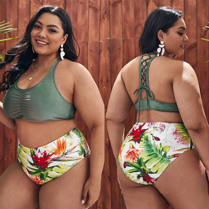 LF (L-4XL) swimsuit women's split sexy plus size floral
