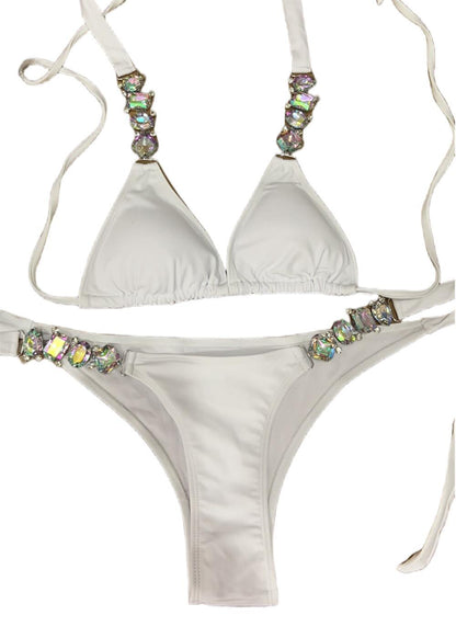 Sexy bikini plain women's split strap luxury diamond metal chain accessories