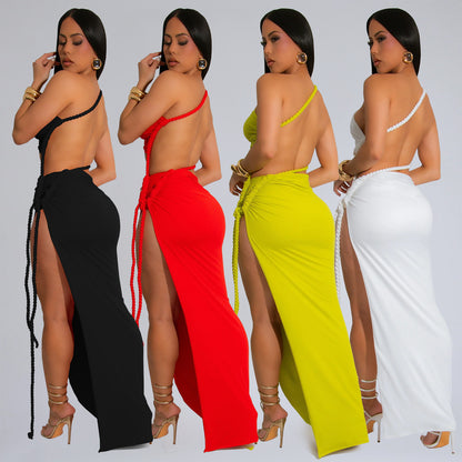 XYZ C7342 summer chest wrap side slit dress