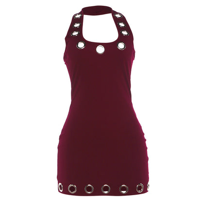 DLS summer halter backless hot girl Sexy Slim hip dress