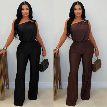 XYZ C7578 casual shoulder sleeveless sheath wide-leg jumpsuit