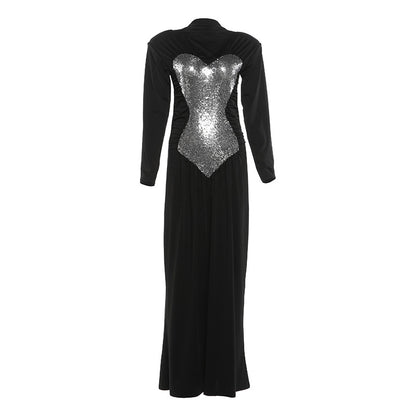 SXR winter sequin fashion high waist dress long dress
