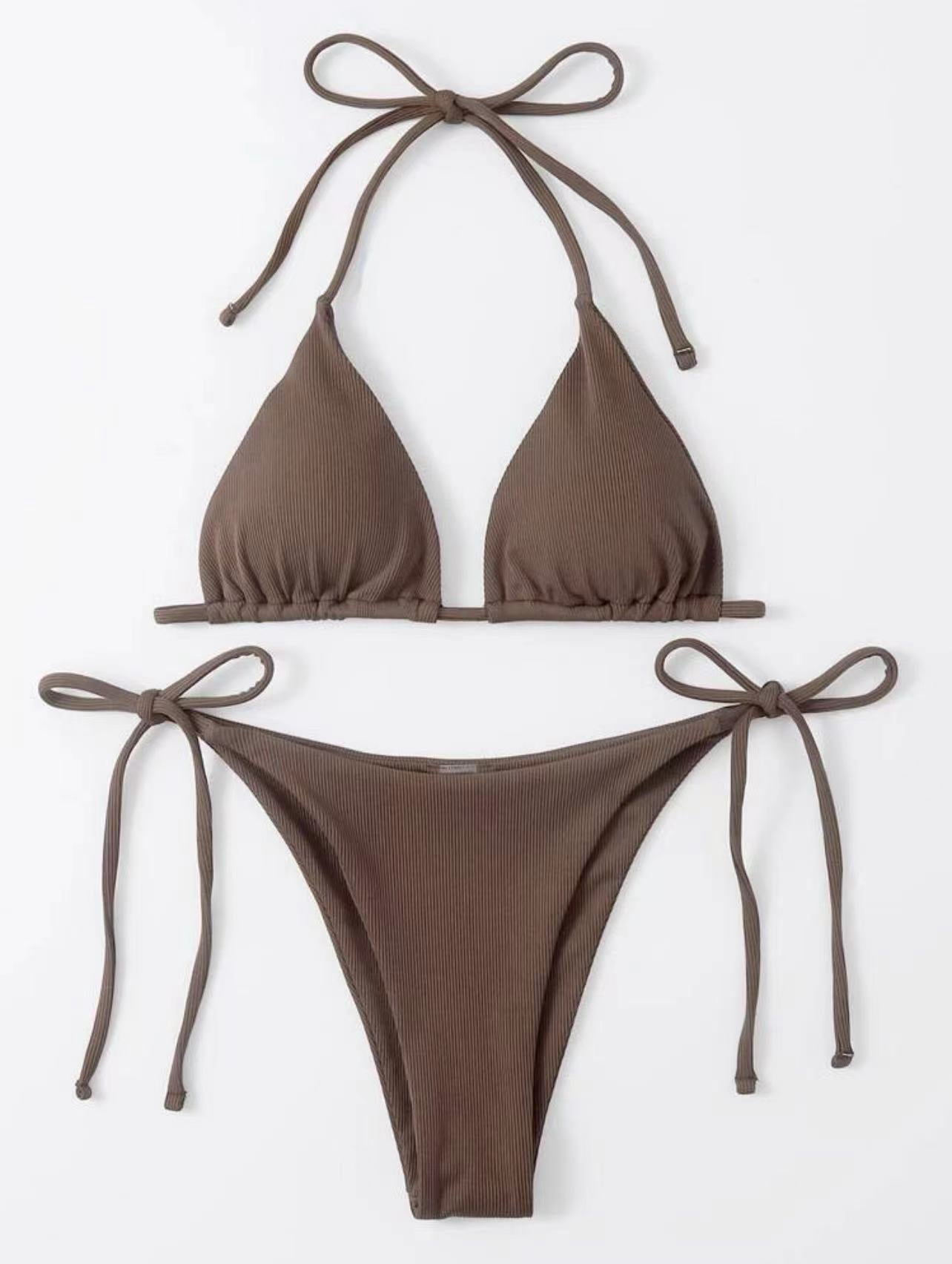 (4 days ready to ship) SY three-point small sunken stripe split bikini