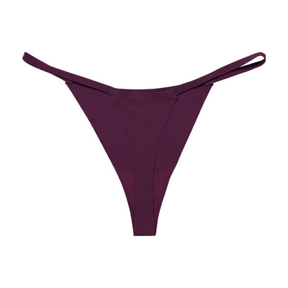 Low waist Ice Silk seamless T-back grinding cotton crotch T-shaped quick-drying