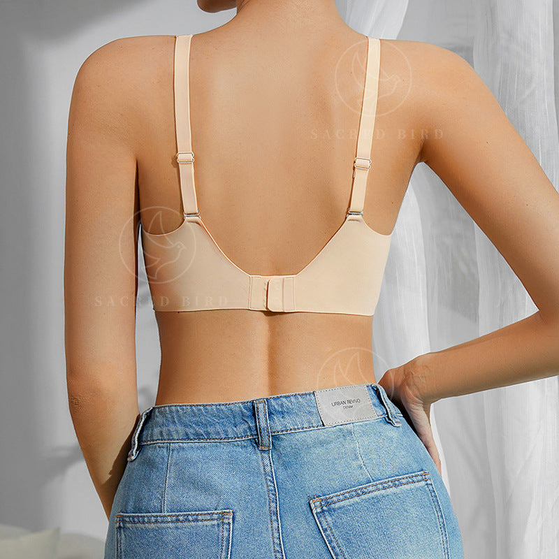 Large size Jelly Glue support push-up beauty back seamless thin sports underwear wireless bra