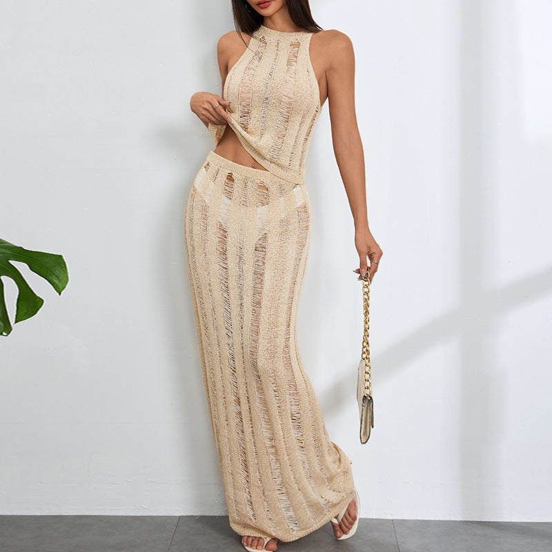 CYB sleeveless skirt suit beach cover-up long skirt