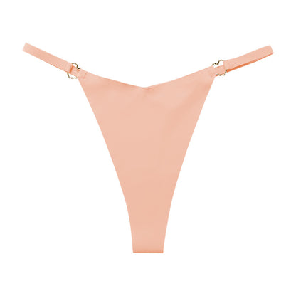 Thin belt low waist love ring seamless ice silk T-shaped Panties Plus size cotton crotch T-back