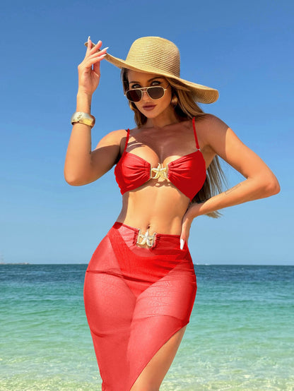 (4 days ready to ship) SY three-piece mesh long dress swimsuit bikini