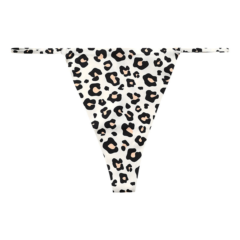 Low waist T-shaped panties seamless Ice Silk plus size a rope underwear animal pattern sports quick-drying T-back