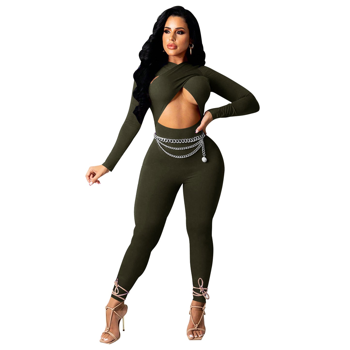 MYF (S-2XL) K9963 autumn and winter cross strap jumpsuit