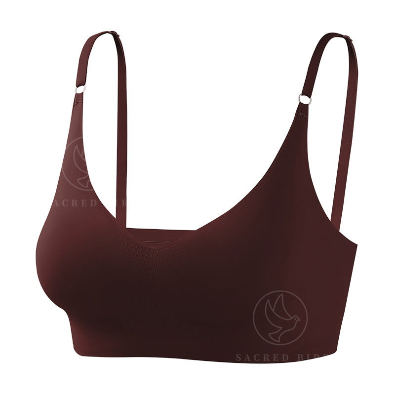 Plus size traceless adjustable push up underwear V-neck without steel ring bra bra thin mould Cup