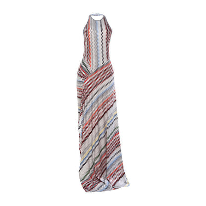 DLS summer hanging sexy neck backless slit mopping floor maxi dress