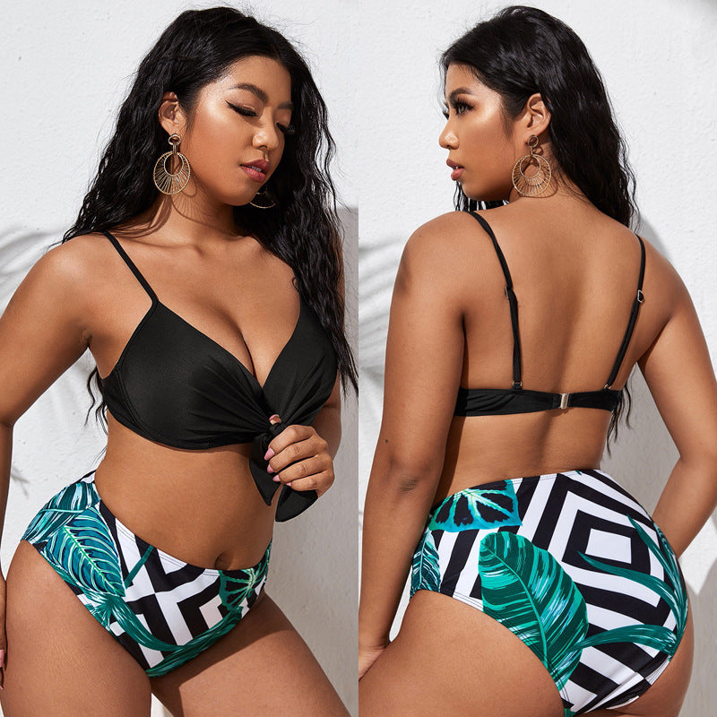 LF (L-4XL) swimsuit women's split printed plus size sexy