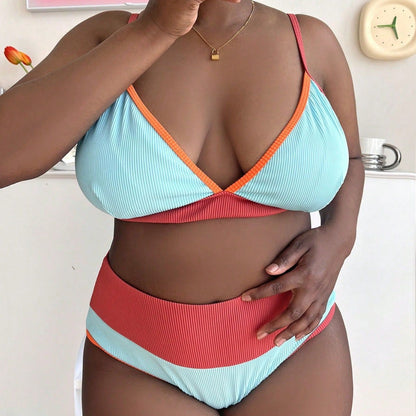 CL (L-4XL) plus size swimsuit women's bikini split casual beach swimsuit
