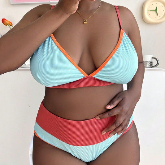 CL (L-4XL) plus size swimsuit women's bikini split casual beach swimsuit