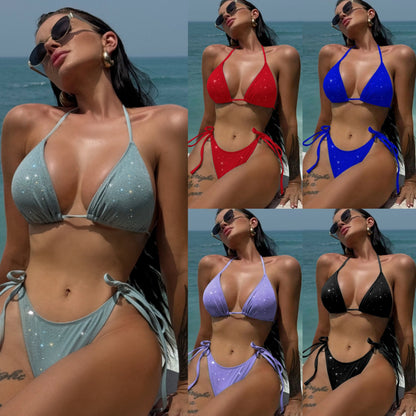 Swimsuit triangle lace sequined glitter fabric bikini LG307