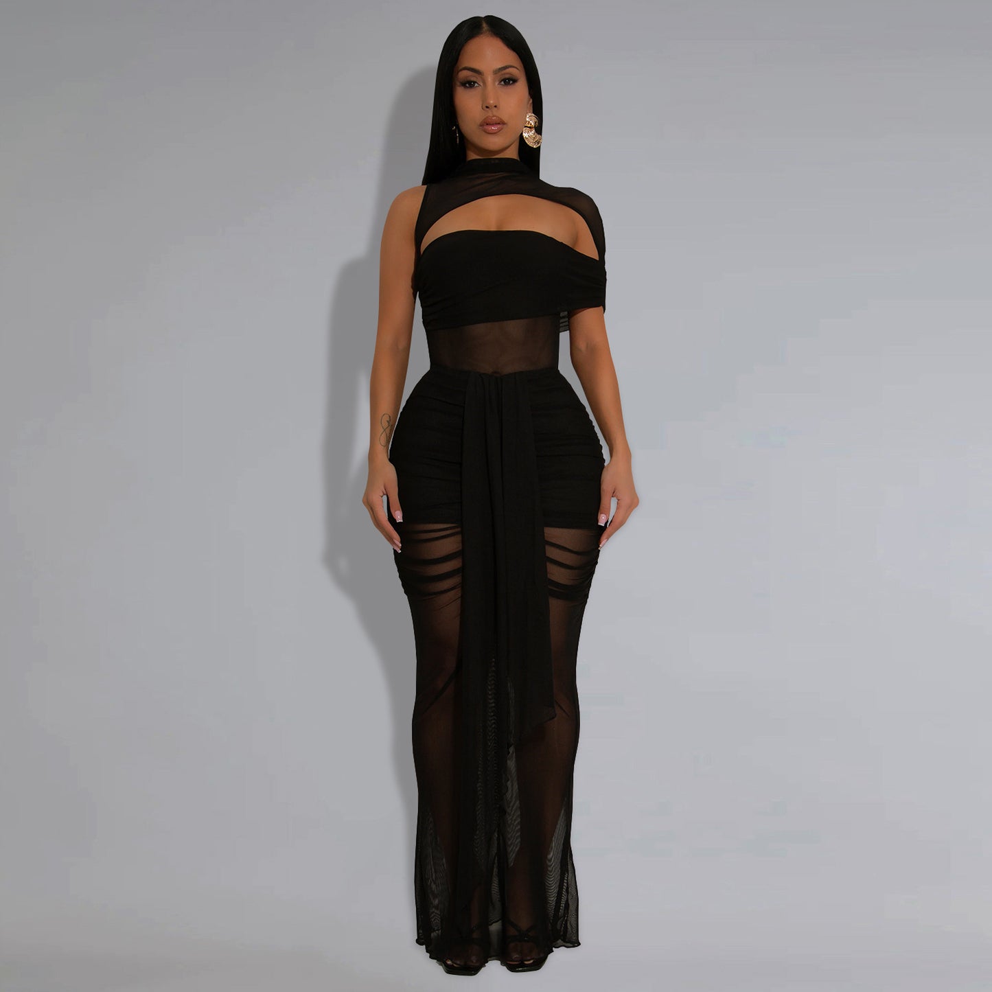XYZ C7492 sheer mesh arm covering dress suit