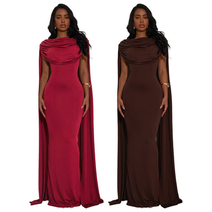 MYF (S-2XL) 944 backless evening gown pleated dress