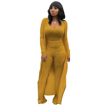 MYF (S-2XL) high elastic sunken stripe three-piece suit