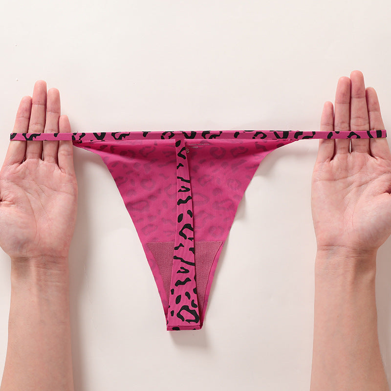 Leopard print sexy T-shaped low waist pure cotton wave bottom breathable a rope free of T-back