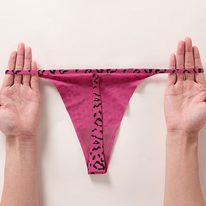 Leopard print sexy T-shaped low waist pure cotton wave bottom breathable a rope free of T-back