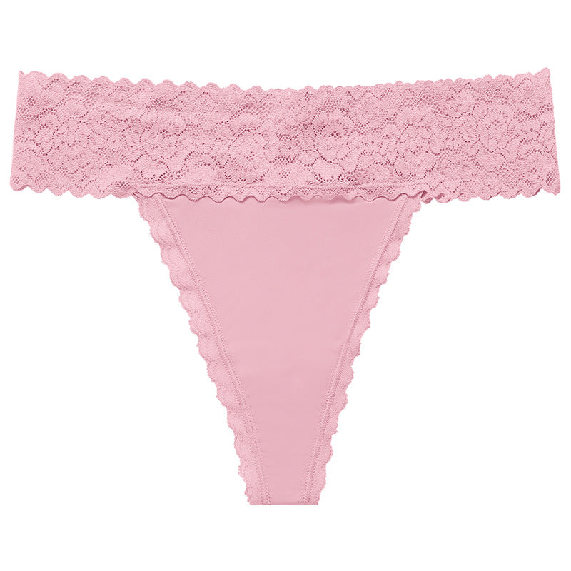 Lace grinding stitching seamless yoga sports T-shaped panties breathable quick-drying T-back
