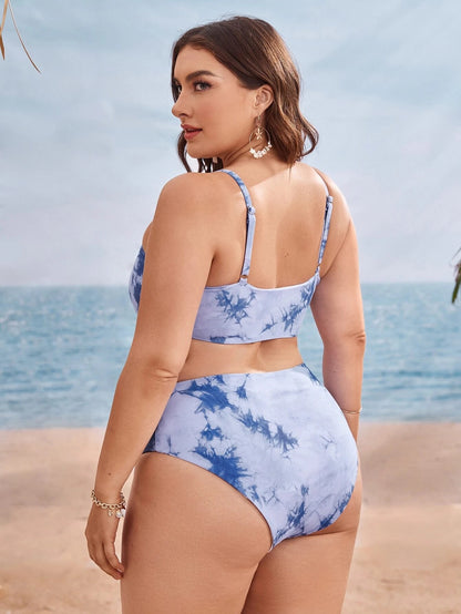 LF (L-4XL) 2026 swimsuit female large size for girl printed split sexy color