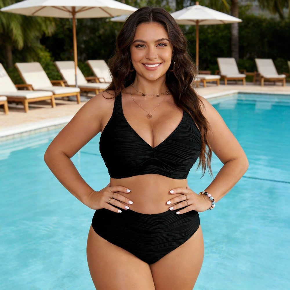 CL (L-4XL) 2026 high waist split deep V sexy plus size swimsuit