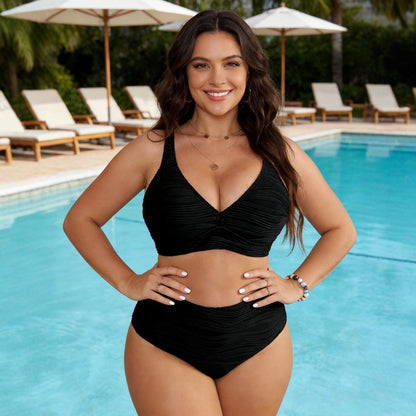 CL (L-4XL) 2026 high waist split deep V sexy plus size swimsuit