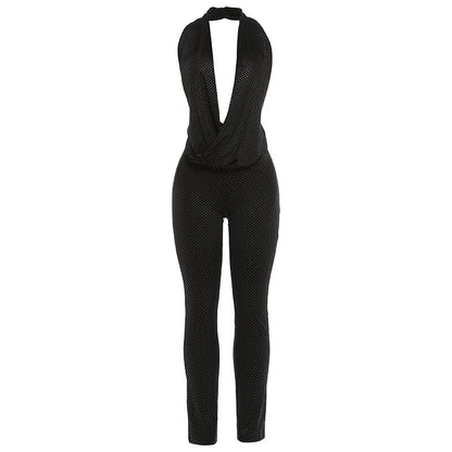 SXR K6S00880A spring swing collar backless halter top High Waist Tights
