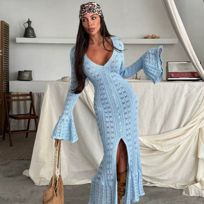 CYB knitted cardigan coat bell sleeve V-neck blouse