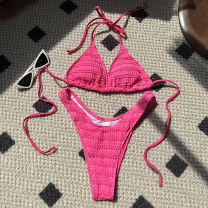 (4 days ready to ship) SY sweet drawstring strap split swimsuit bikini